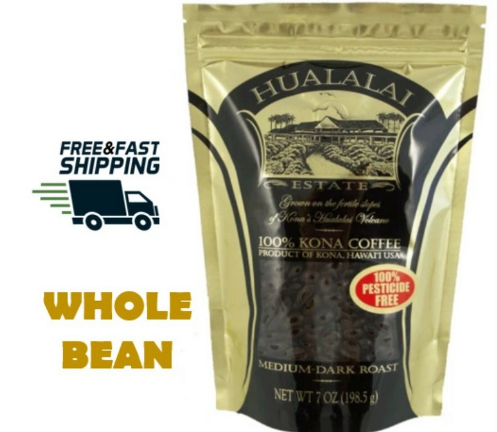 ☑️100% KONA coffee HUALALAI ESTATE WHOLE BEAN 7oz Pesticide Free – Hawaii Royal