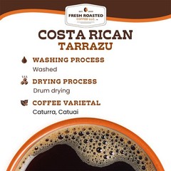 Fresh Roasted Coffee, 100 Costa Rican Tarrazu, 5 lb 80 oz, Medium Roast,