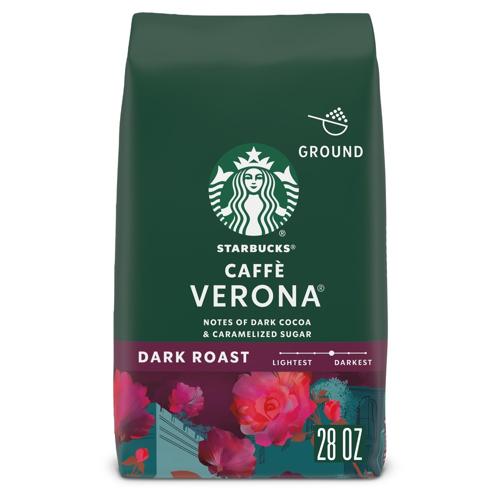 Starbucks Ground Coffee, Dark Roast Hot or 28 Ounce (Pack of 1), Caffe Verona