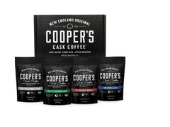 Bourbon Whiskey Barrel Aged Coffee Box Set 4 Whole Bean Single Origin Gift
