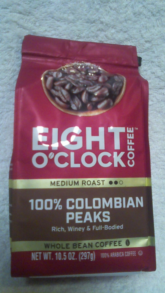 Eight O’clock Coffee 100% Colombian Peaks Whole Bean 10.5 oz Fresh Sealed 12/26