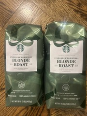2 -2025 Starbucks Blonde Christmas Blend Whole Bean Coffee 1lb Bags Exp4/2026