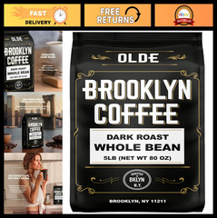 Whole Bean Coffee – Classic Dark Roast 5lb, Bold & Smooth, Freshly Roasted NYC