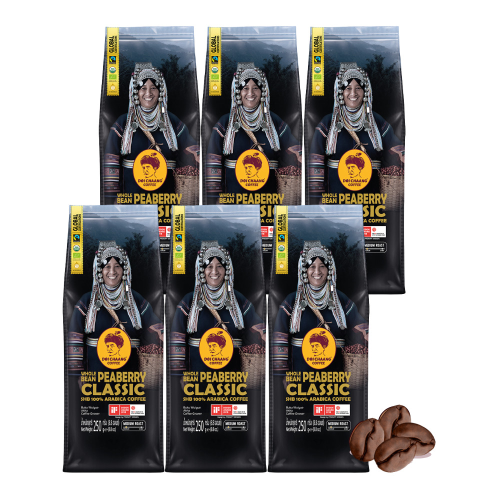 6x Doi Chang Coffee Peaberry Classic World Class Specialty Coffee SHB 250g