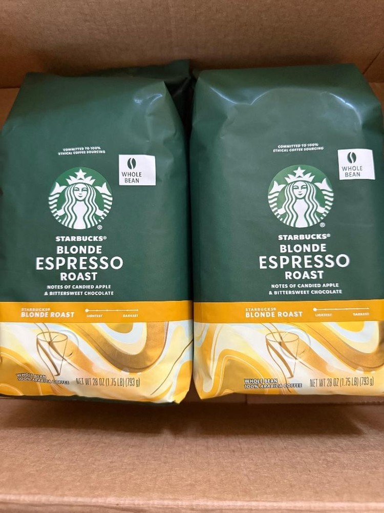 Starbucks Whole Coffee Beans, 2 bag Starbucks Blonde Espresso Roast Hot or Iced