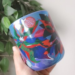 💙Starbucks Christmas Holiday Mug Poinsettia Floral 2023 Iridescent Purple 14oz