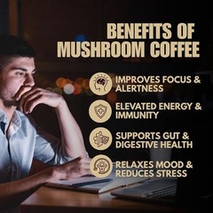 Spark Organics Instant Mushroom Coffee – Gut Balance & Clean Energy Blend, 7.4oz