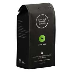 Coffee, Kick Ass, Dark Roast, Whole Bean, 10 Oz