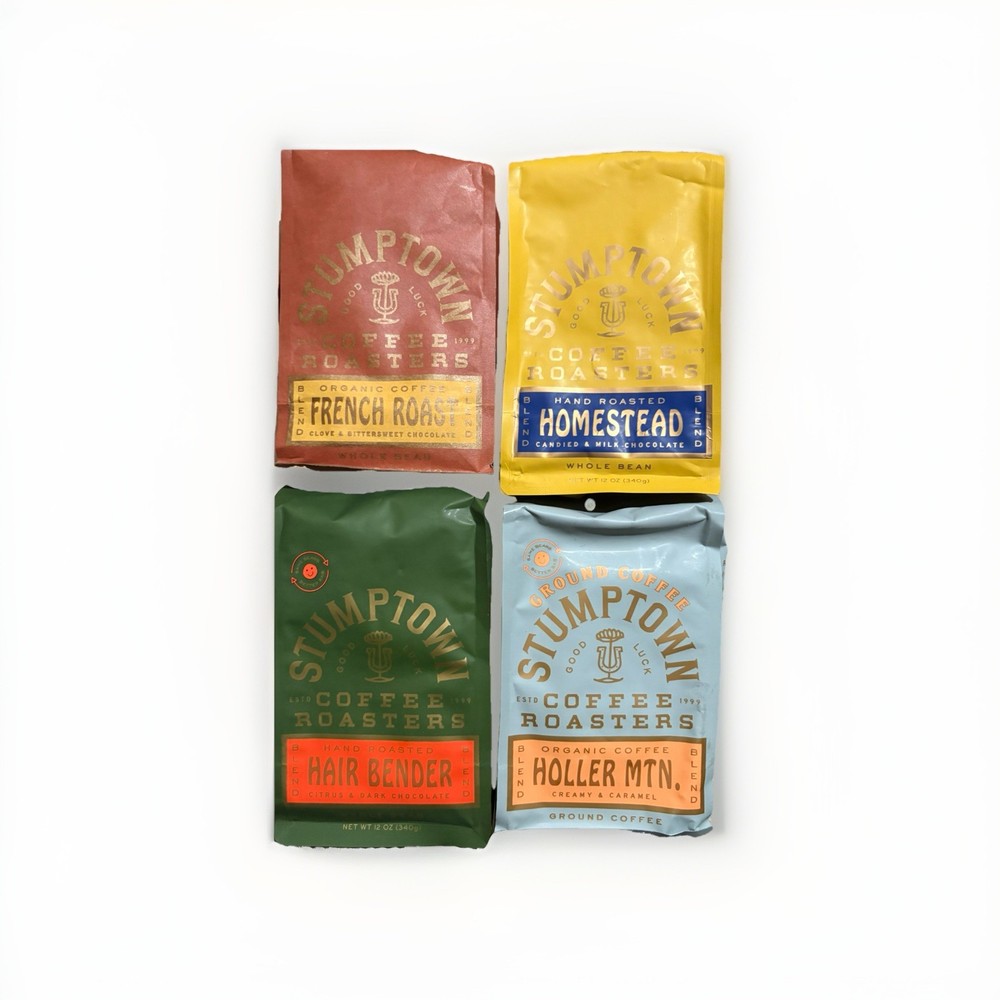 Stumptown Coffee 4 12oz Bags. French Roast, Hair Bender, Holler Mtn, Homestead