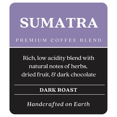 Whole Bean Coffee, Dark Roast, Sumatra Blend, 5 Lb
