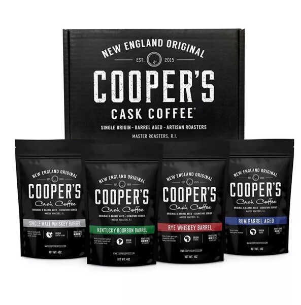 Bourbon & Whiskey Barrel Aged Coffee – 4-Bag Roasted Coffee Beans Set – Free Shi