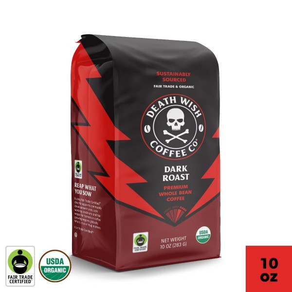 Organic Fair Trade Dark Roast Whole Bean Coffee – 10oz