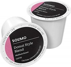Amazon Brand – Solimo Medium Roast Coffee Pods, Donut 100 Count (Pack of 1)