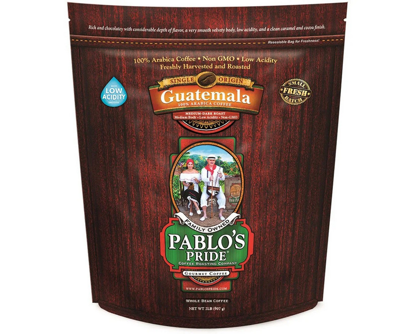 Pablo’s Pride Gourmet Medium-Dark Roast Whole Bean Coffee, Guatemala, 32 oz.