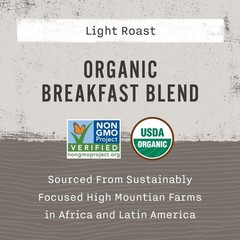 Refreshing Organic Whole Bean Coffee, 12 oz – Caffeinated Light Roast Delight