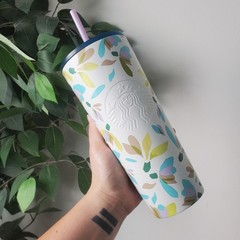 💙NEW🤍 STARBUCKS Winter 2023 Stainless Steel Tumbler White Flowers 24oz Holiday