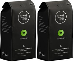 Coffee Kick Ass Dark Roast Whole Bean Certified Organic Fairtrade Kosher Coffee