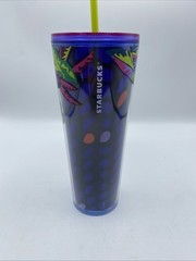 Starbucks Floral & Leaves Purple Plastic Tropical Cold Cup 24 Oz New Summer 2023