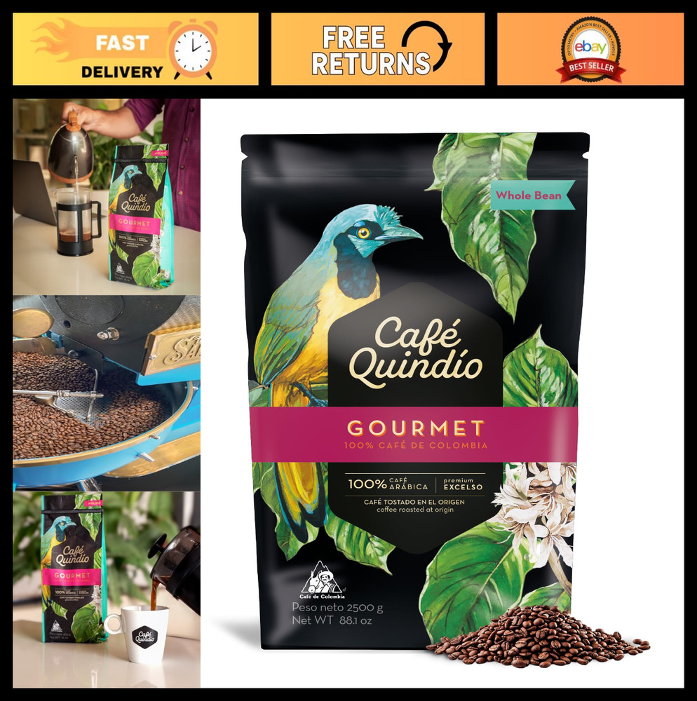 Gourmet Medium Roast 100% Colombian Whole Bean Arabica Coffee – 88oz (2500g)