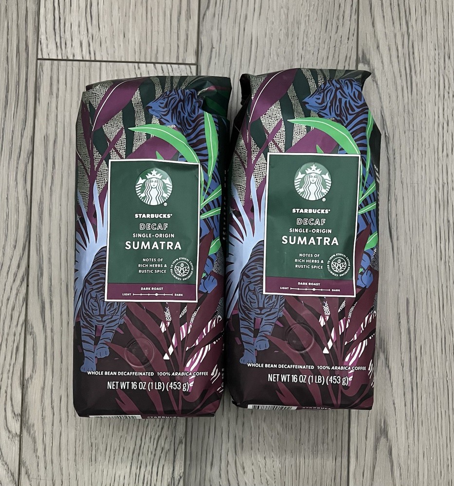 Starbucks Decaf Sumatra Decaffeinated Whole Bean Coffee 2 lbs SEALED JULY EXP
