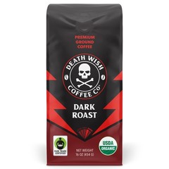 Death Wish Coffee, Organic and Fair Trade Dark Roast Ground Coffee, 16 oz
