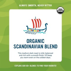 Roasted Whole Bean Coffee, Scandinavian Blend, 28 Ounce