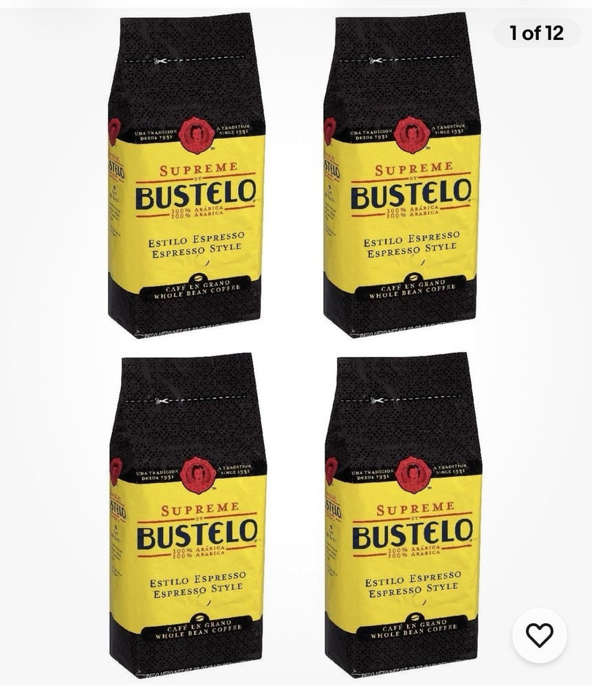 Bustelo Whole Bean Espresso Style Coffee, 32 Ounces, 4 Pack
