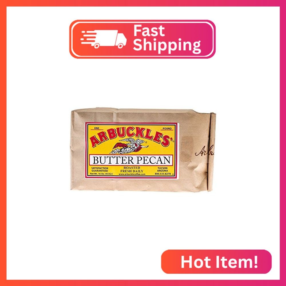 ARBUCKLES’ Butter Pecan Whole Bean Coffee, Dark Roast, Caffeinated Coffee