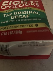 Eight O’Clock Decaf Coffee Whole Bean 18oz Medium Roast Fresh EXP 8/27/26