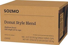 Amazon Brand – Solimo Medium Roast Coffee Pods, Donut 100 Count (Pack of 1)