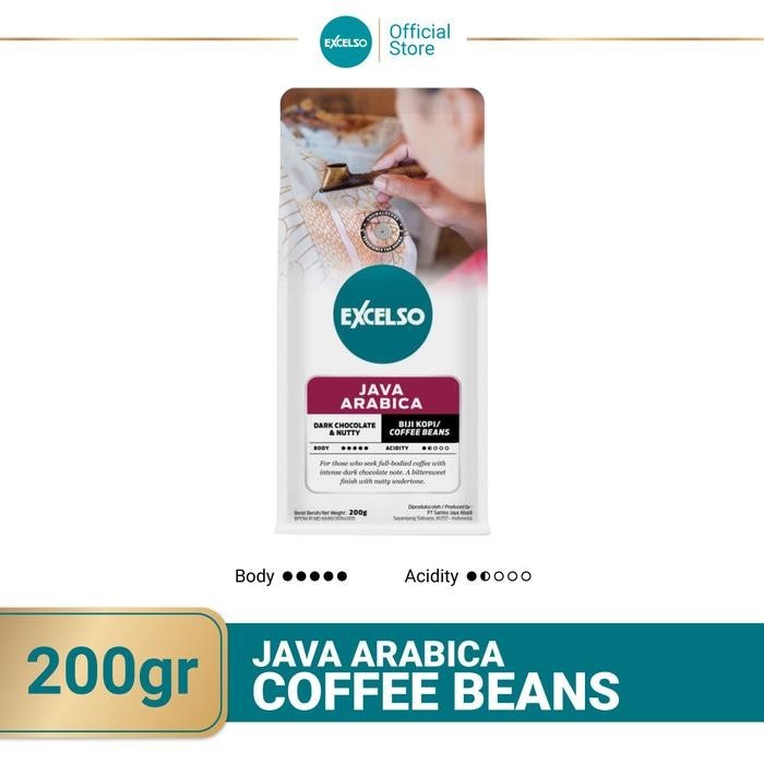Excelso Java Arabica Whole Bean Coffee | 200g | Dark Chocolate & Nutty Flavor