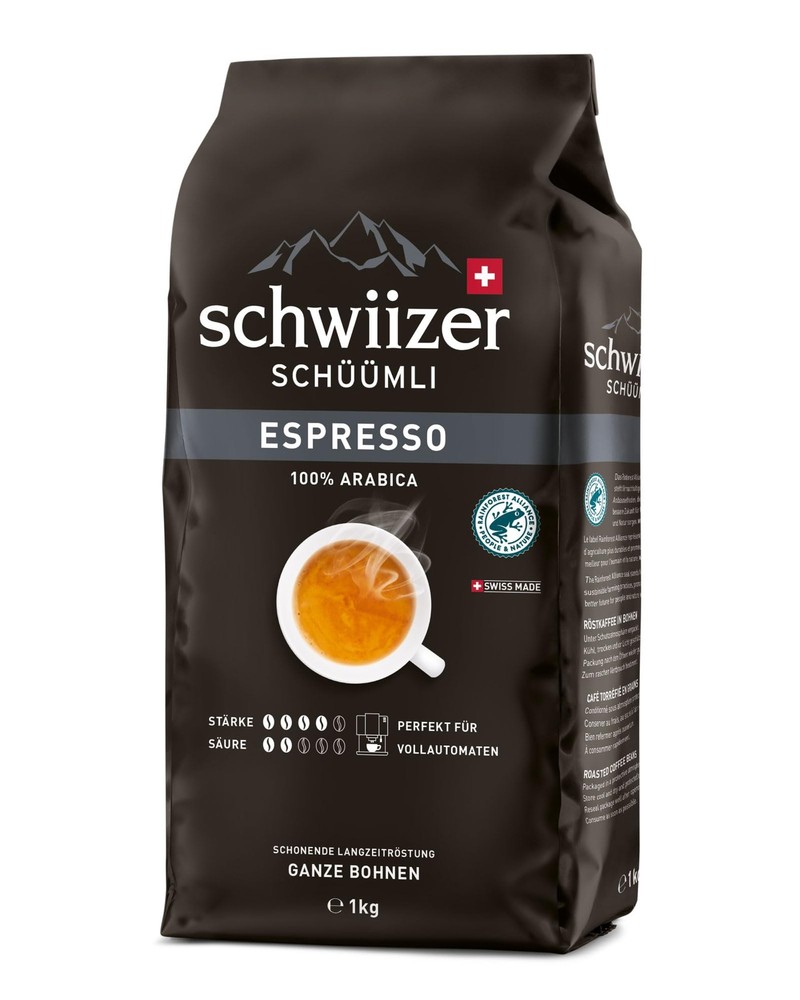 Schwiizer Schüümli Crema Intenso, strong and intense Arabica/Robusta blend, perf
