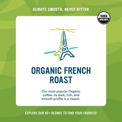 Cameron’s ORGANIC French Roast Whole Bean Coffee, 28 oz Smooth Dark Roast