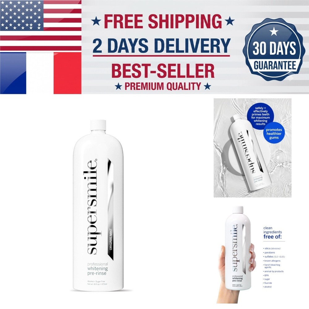 Supersmile Whitening Pre-Rinse, Alcohol-Free, 16 Fl Oz, Mint Flavor