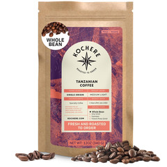 Tanzanian Peaberry Coffee Whole Bean – Single Origin Medium Light Roast, Roasted