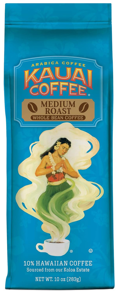 Kauai Coffee Koloa Estate Medium Roast Whole Bean Coffee, 10 Ounces