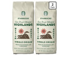 Factory Sealed Starbucks Ethiopia Highlands Whole Bean Coffee 16 oz Bags 2 Pack