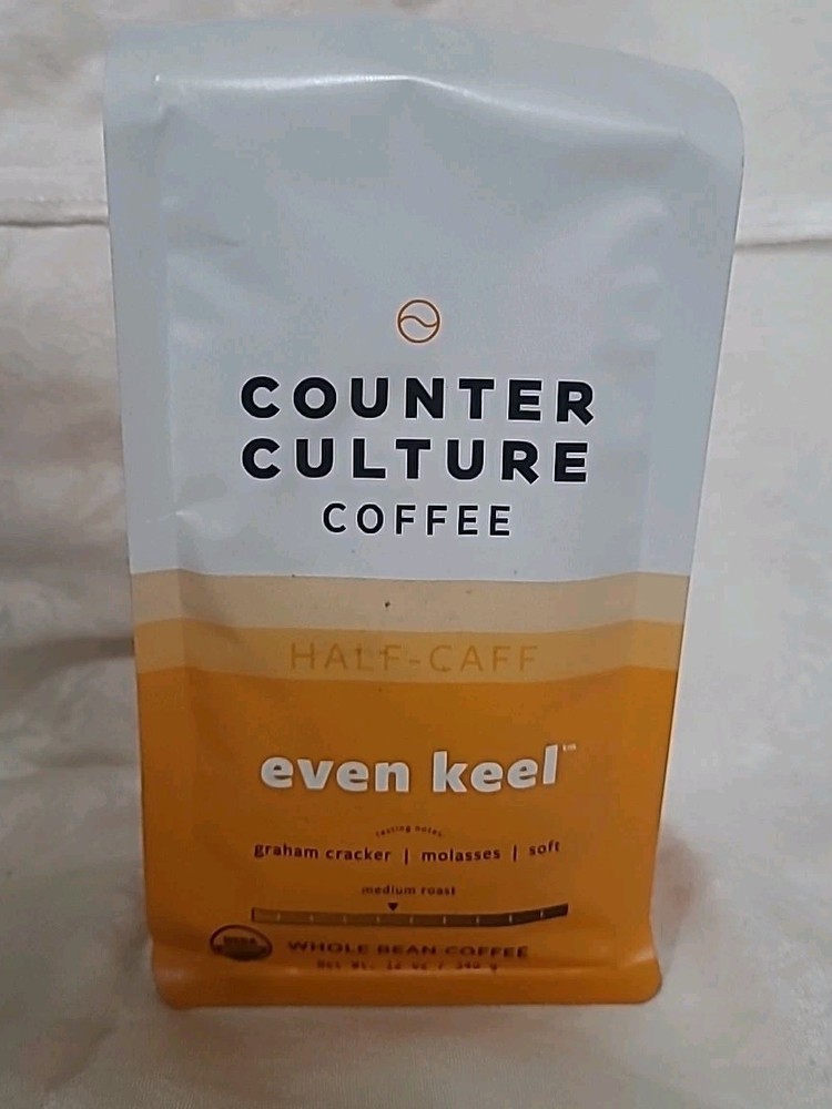 COUNTER CULTURE COFFEE- HALF-CAFF – EVEN KEEL- WHOLE BEAN- 12oz- MEDIUM ROAST