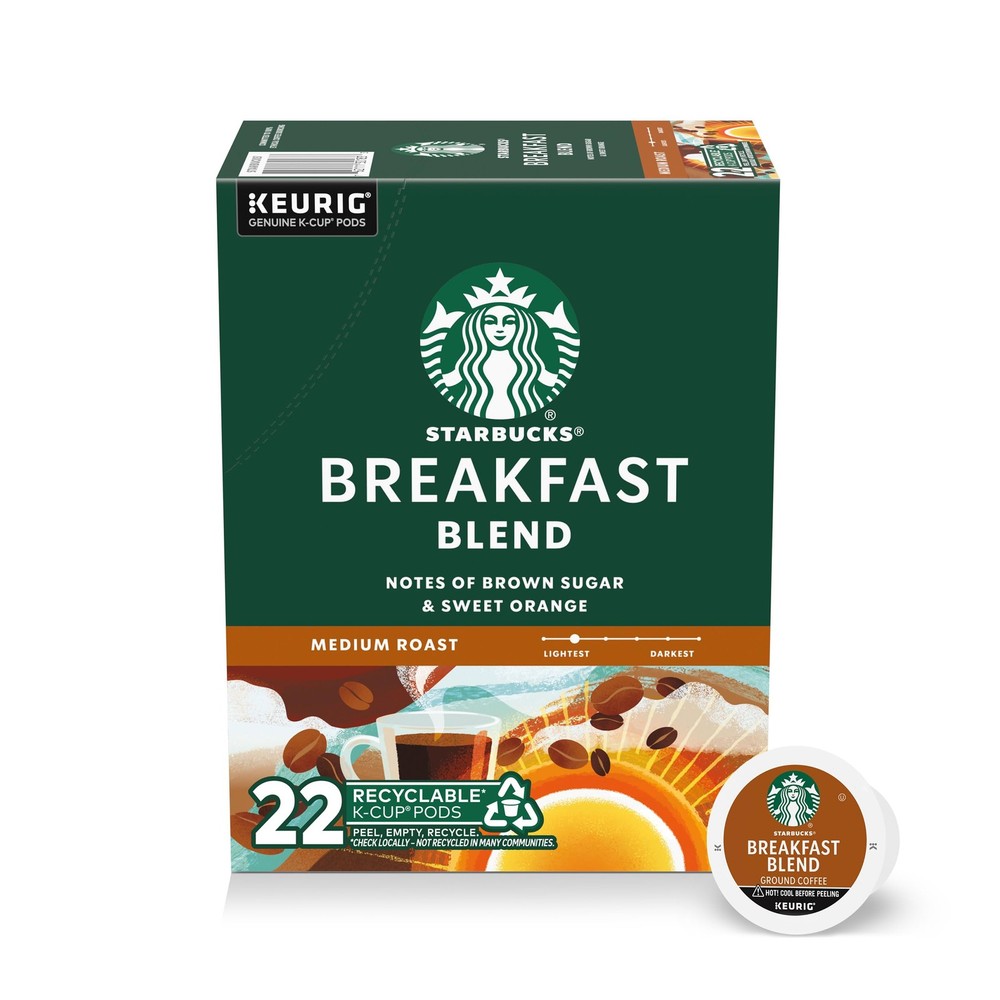 Starbucks K-Cup Coffee Pods, Medium Roast Hot or Iced 22 Count (Pack of 1)