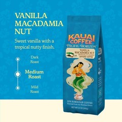 Kauai Hawaiian Ground Coffee – Vanilla Macadamia Nut, 10oz, Medium Roast Bliss