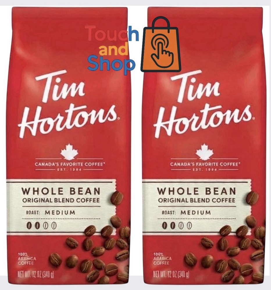 Tim Hortons Whole Bean Medium Roast 2 Pack 100% Arabica Canada’s Favorite Coffee