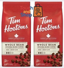 Tim Hortons Whole Bean Medium Roast 2 Pack 100% Arabica Canada’s Favorite Coffee