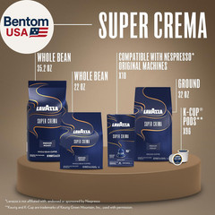 Super Crema Whole Bean Coffee, Medium Espresso Roast, Arabica and Robusta Blend,