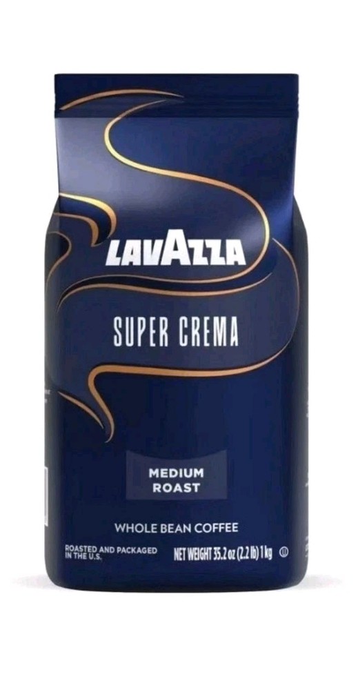 Lavazza Super Crema Whole Bean Coffee Medium Espresso Roast 2.2 lbs