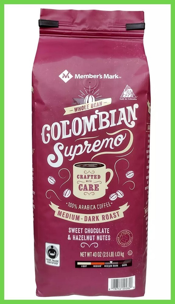 Member’s Mark Colombian Supremo Whole Bean Coffee (40 oz.) FREE SHIPPING.