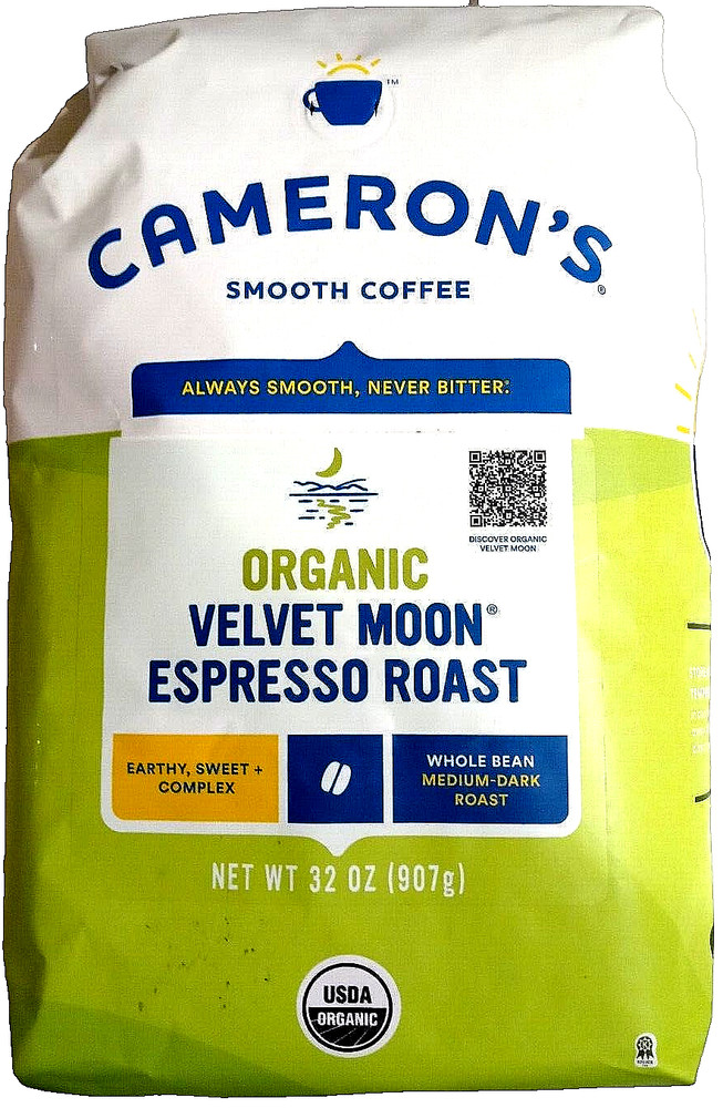 Cameron’s Organic Velvet Moon Whole Bean Medium-Dark Espresso Roast Coffee 32oz