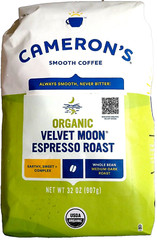 Cameron’s Organic Velvet Moon Whole Bean Medium-Dark Espresso Roast Coffee 32oz