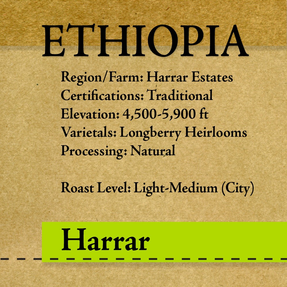 Ethiopia, Natural Genuine Longberry Harrar – “Roasted Coffee, Upon Order”