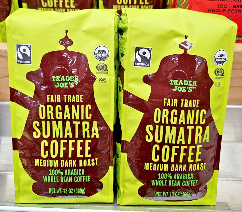 Trader Joe’s Organic Sumatra Medium Dark Roast Whole Bean Coffee 13oz (2 Bags)