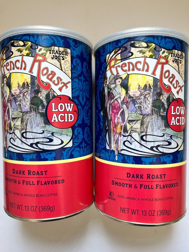2 Packs Trader Joe’s Low Acid French Roast Whole Bean Coffee 13 OZ Each Pack